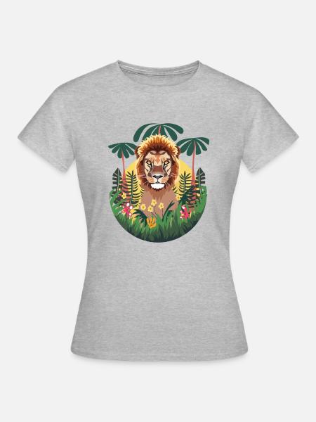 Löwen-Dschungel - Frauen T-Shirt - Grau meliert