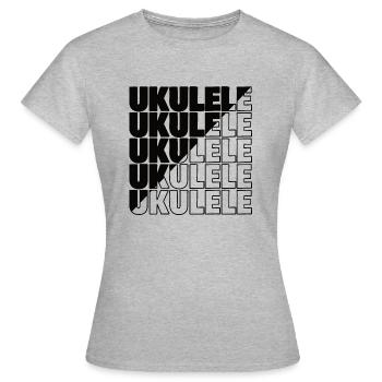 Ukulele typography diagonal - Frauen T-Shirt - Grau meliert - Vorne - AI Model Female 172 dark (172cm)