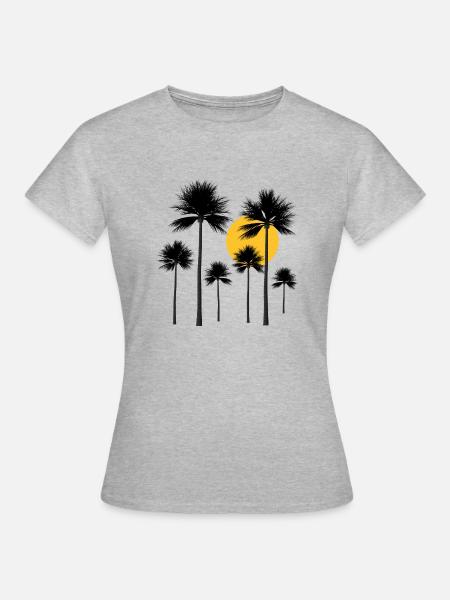 palmeras, sol, vacaciones de verano o en los mares del sur - Dame-T-shirt - grå meleret