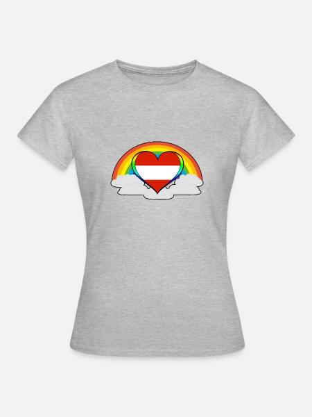 Geschenk Regenbogen Pride Stolz Österreich - Frauen T-Shirt - Grau meliert