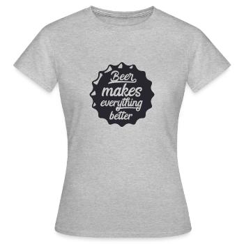 Beer makes everything better - T-shirt Femme - gris chiné - Devant - AI Model Female 172 dark (172cm)