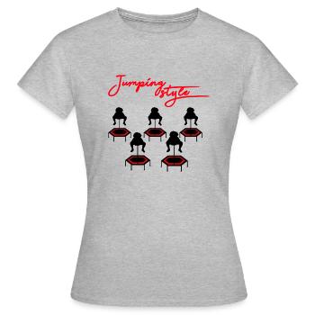 Groupe de saut d'obstacles - Jumpingstyle & Jumpingfitness - T-shirt Femme - gris chiné - Devant - AI Model Female 172 dark (172cm)