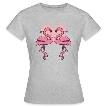 Heart Flamingo in love gift pink exotic - Women's T-Shirt - heather grey - Front - AI Model Female 172 dark (172cm)