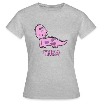 Dinosaurier lustig Kind Thea Geschenk Geburtstag K - Frauen T-Shirt - Grau meliert - Vorne - AI Model Female 172 dark (172cm)