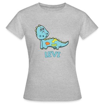 Dinosaure enfant drôle anniversaire cadeau Levi - T-shirt Femme - gris chiné - Devant - AI Model Female 172 dark (172cm)