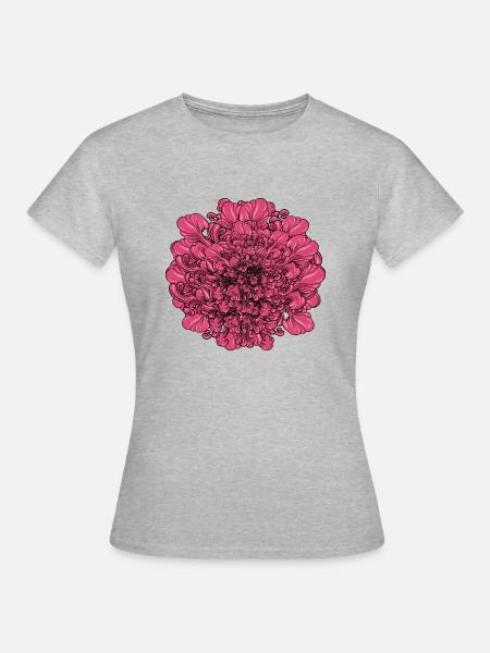 Rosa Blume - Frauen T-Shirt - Grau meliert