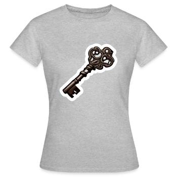 Schlüssel / Schloss / verschlossen / Sicherheit - Frauen T-Shirt - Grau meliert - Vorne - AI Model Female 172 dark (172cm)