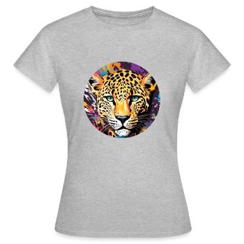 Léopard / guépard / Animal / Animal imprimé / motif - T-shirt Femme - gris chiné - Devant - AI Model Female 172 dark (172cm)