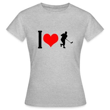 Unihockey - Frauen T-Shirt - Grau meliert - Vorne - AI Model Female 172 dark (172cm)
