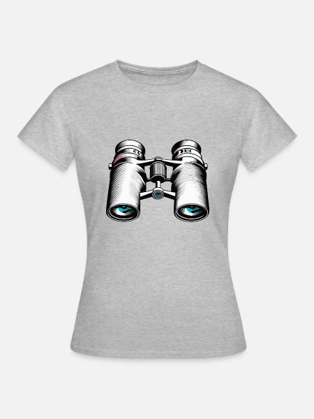 Fernglas / Beobachtung / Observation / Abenteuer - Frauen T-Shirt - Grau meliert
