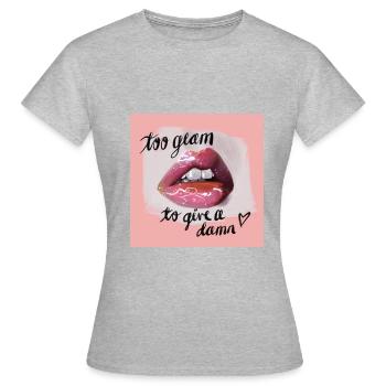 Maquillage trop lèvres glam - T-shirt Femme - gris chiné - Devant - AI Model Female 172 dark (172cm)