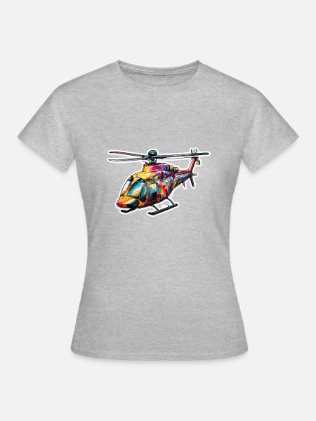 Helikopter / Hubschrauber / fliegen / Luftfahrt - Frauen T-Shirt - Grau meliert