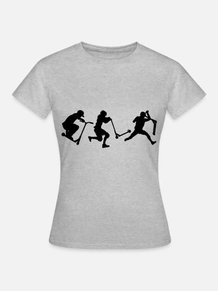 Tricks Stunts Stuntscooter Stunt Roller - Dame-T-shirt - grå meleret