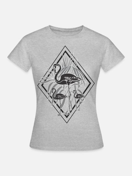 flamants roses noires - T-shirt Femme - gris chiné