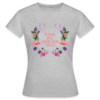 mois de la sensibilisation au cancer du sein - T-shirt Femme - gris chiné - Devant - AI Model Female 172 dark (172cm)
