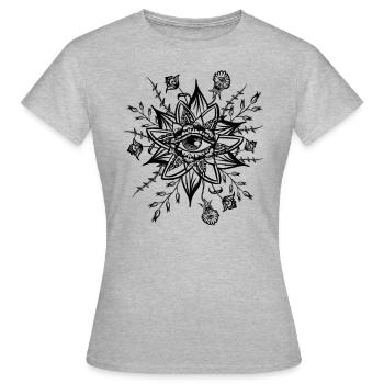 psychédélique goa hippie shirt tout en voyant l'oeil - T-shirt Femme - gris chiné - Devant - AI Model Female 172 dark (172cm)
