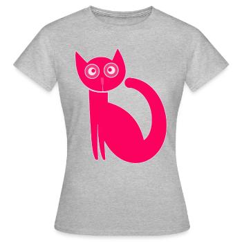 Cute cat, funny cat, original, naïve, pink - Women's T-Shirt - heather grey - Front - AI Model Female 172 dark (172cm)