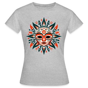 Native Mask - Frauen T-Shirt - Grau meliert - Vorne - AI Model Female 172 dark (172cm)