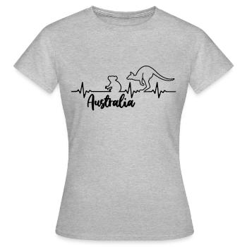 Herzschlag Australien Känguru Koala - Frauen T-Shirt - Grau meliert - Vorne - AI Model Female 172 dark (172cm)