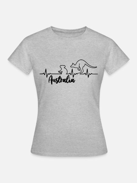 Herzschlag Australien Känguru Koala - Frauen T-Shirt - Grau meliert