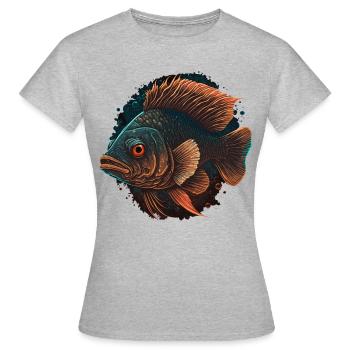 Illustration de poissons d’eau profonde - T-shirt Femme - gris chiné - Devant - AI Model Female 172 dark (172cm)