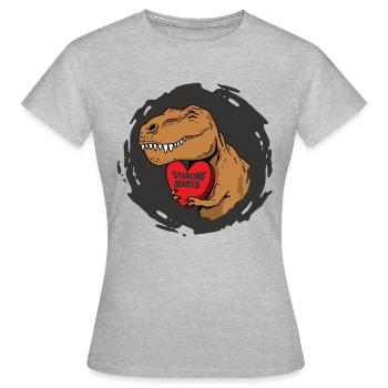 T Rex I Steal Hearts Stealing Hearts Design Love - Women's T-Shirt - heather grey - Front - AI Model Female 172 dark (172cm)