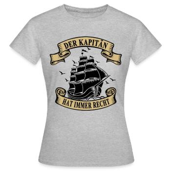 Kapitän Segelboot Recht Segelschiff - Frauen T-Shirt - Grau meliert - Vorne - AI Model Female 172 dark (172cm)