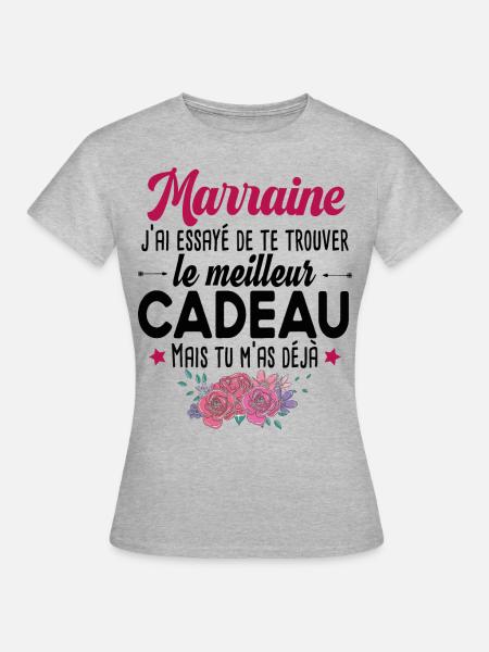 Marraine Cadeau Fête des Mères Enfant Famille - T-shirt Femme - gris chiné