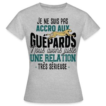 Guépard Jaguar Léopard Cadeau Animal Humour Wild - T-shirt Femme - gris chiné - Devant - AI Model Female 172 dark (172cm)