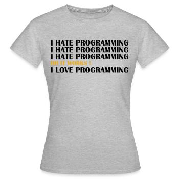 Étudiant en informatique, j'adore la programmation - T-shirt Femme - gris chiné - Devant - AI Model Female 172 dark (172cm)