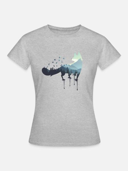 Fuchs Umwelt und Natur - Frauen T-Shirt - Grau meliert