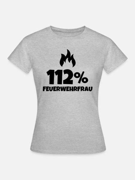 112 FEUERWEHRFRAU - Frauen T-Shirt - Grau meliert