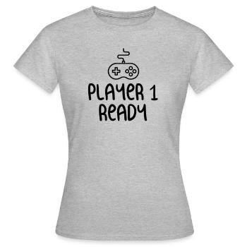 Player 1 Ready - Frauen T-Shirt - Grau meliert - Vorne - AI Model Female 172 dark (172cm)