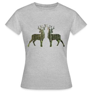 Cerf collage "Cerf dans le miroir" - T-shirt Femme - gris chiné - Devant - AI Model Female 172 dark (172cm)