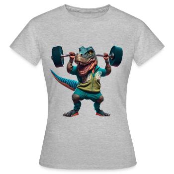 T-Rex Fitness Training Langhantel Bodybuilding - Frauen T-Shirt - Grau meliert - Vorne - AI Model Female 172 dark (172cm)
