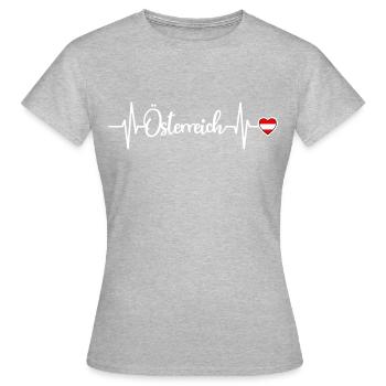 Österreich Herzschlag Austria Herz Flagge - Frauen T-Shirt - Grau meliert - Vorne - AI Model Female 172 dark (172cm)