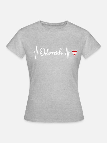 Österreich Herzschlag Austria Herz Flagge - Frauen T-Shirt - Grau meliert