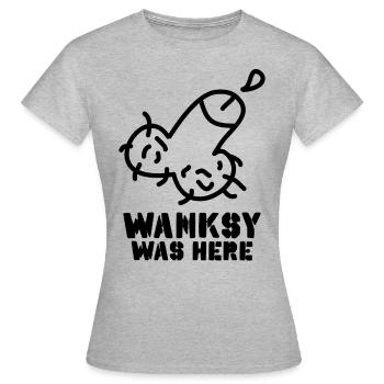 Wanksy Street Art | Humorous art - Women's T-Shirt - heather grey - Front - AI Model Female 172 dark (172cm)