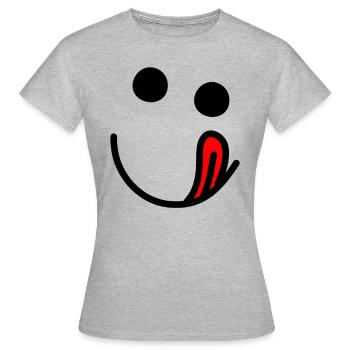 Langue dehors - visage heureux affamé - T-shirt Femme - gris chiné - Devant - AI Model Female 172 dark (172cm)