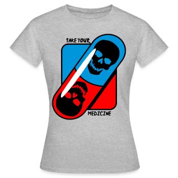 Prenez - votre - médicament - crâne - T-shirt Femme - gris chiné - Devant - AI Model Female 172 dark (172cm)