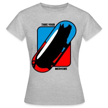 Prenez votre médicament - Cochon - T-shirt Femme - gris chiné - Devant - AI Model Female 172 dark (172cm)