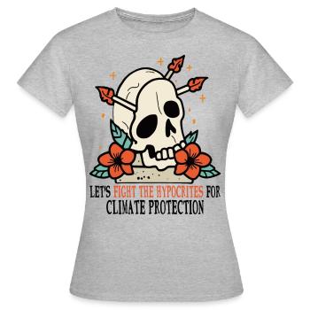 Crâne et roses pour la protection de l’environnement Protection du climat - T-shirt Femme - gris chiné - Devant - AI Model Female 172 dark (172cm)