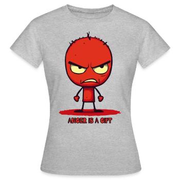 Drôle en colère dessin animé bonhomme allumette - T-shirt Femme - gris chiné - Devant - AI Model Female 172 dark (172cm)