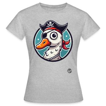 Oie pirate avec cache-œil - T-shirt Femme - gris chiné - Devant - AI Model Female 172 dark (172cm)