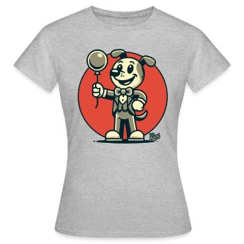 Schick gekleideter Hund mit einem Ballon - Frauen T-Shirt - Grau meliert - Vorne - AI Model Female 172 dark (172cm)