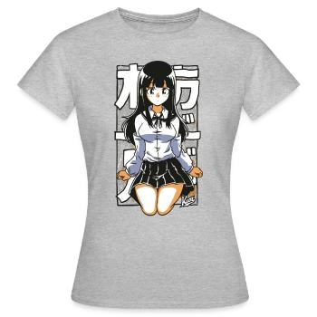 Dessin animé d’écolière japonaise - T-shirt Femme - gris chiné - Devant - AI Model Female 172 dark (172cm)