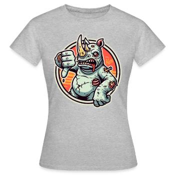 Rhinocéros zombie insatisfait et pouce vers le bas - T-shirt Femme - gris chiné - Devant - AI Model Female 172 dark (172cm)