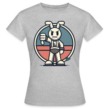 Kritischer Hase, Daumen runter - Frauen T-Shirt - Grau meliert - Vorne - AI Model Female 172 dark (172cm)