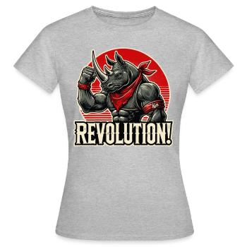 Funny Rhino Revolution Greeting - Women's T-Shirt - heather grey - Front - AI Model Female 172 dark (172cm)