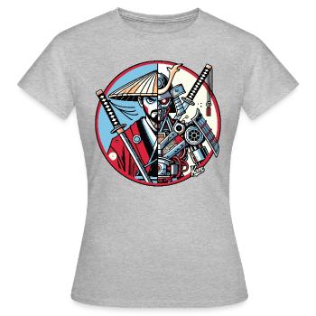 Samouraï Ronin ou Mecha Shogun - T-shirt Femme - gris chiné - Devant - AI Model Female 172 dark (172cm)